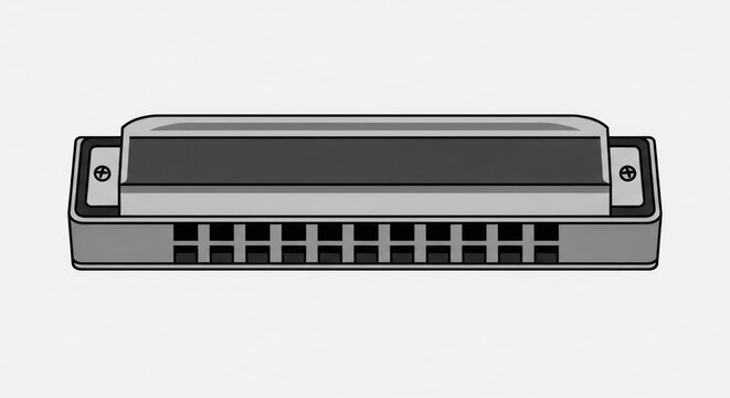 Harmonica Musical Instrument Illustration Isolated White.
