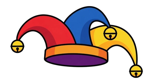 Colorful Cartoon Jester Hat Illustration.