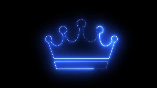 neon crown outline icon for premium membership, VIP status, luxury award, royal rank, and exclusive access