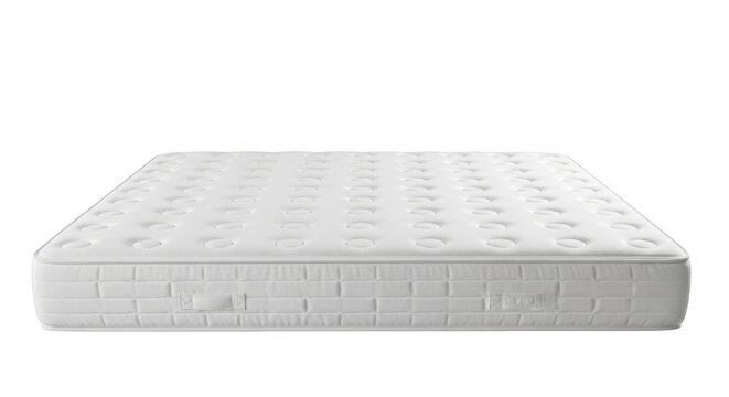 Comfortable white bed mattress isolated on transparent background