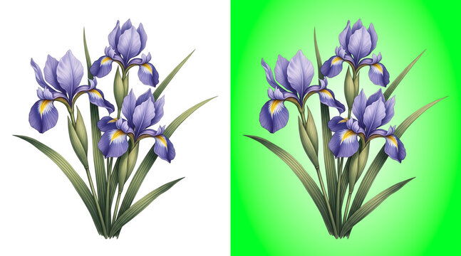 Beautiful purple iris flowers digital vibrant background