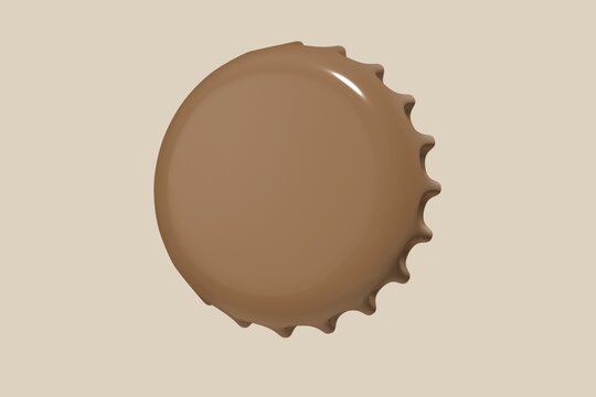 Chocolate bottle cap isolated on beige background