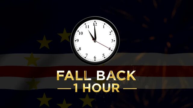 Analog wall clock showing daylight saving time fall back one hour concept