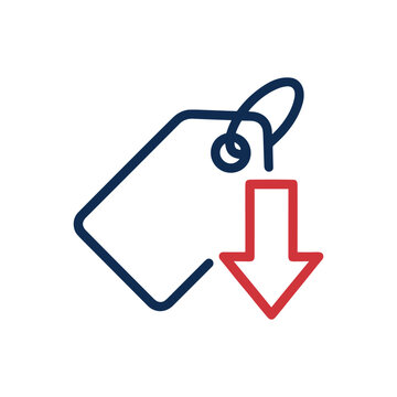 Discount Price Tag with Downward Arrow Sale Icon