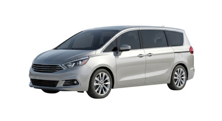 Obraz premium Silver minivan car on the road isolated on transparent background