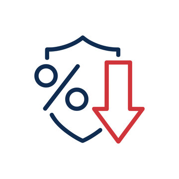 Percentage Discount with Downward Arrow Price Reduction Icon