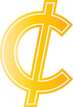 Golden cent sign symbol illustration with money icon monetary unit gold symbol