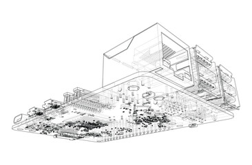 Fototapeta premium circuit board wireframe illustration. Vector