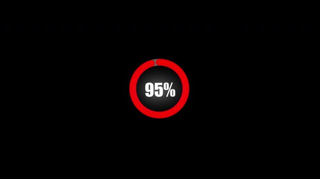 Circular progress bar animation displaying 100 percent completion indicator with smooth modern loading motion 4K alpha channel 