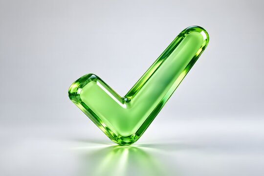 Translucent Green Glass Check Mark Symbol Icon