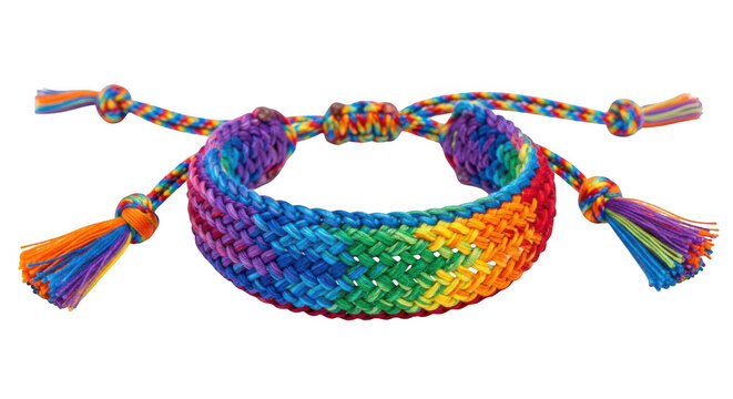 Colorful woven friendship bracelet isolated on transparent background