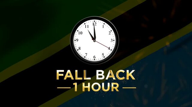 Daylight saving time concept with a clock showing the end of summer time in Tanzania