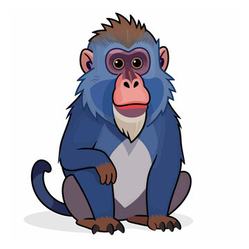 Mandrill baboon sitting vector illustration