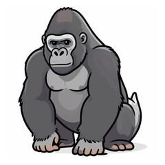 Fototapeta premium Mountain gorilla cartoon vector illustration