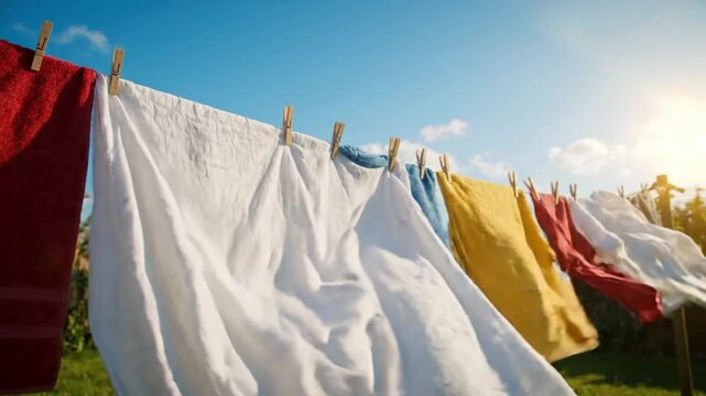 Surreal composition Endless thoughts and fractal d a VSRExport show colorful towels hanging outside on a sunny day
