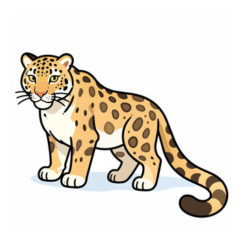 Snow leopard cartoon vector illustration