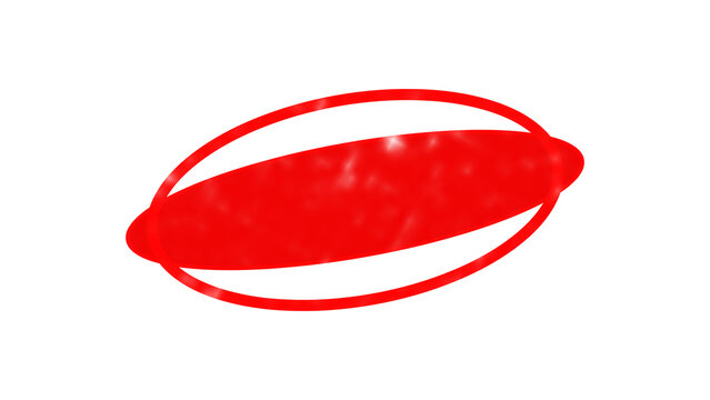 A bright red oval shape with a thin outline, isolated on a solid black background, simple geometric for digital interface use isolated on a transparent background