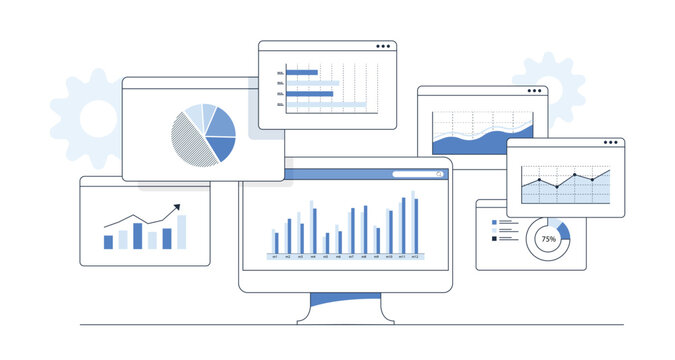 flat vector illustration design Business Data Analytics Dashboard and Data Visualization Concept and business finance investment report graph Analytics 