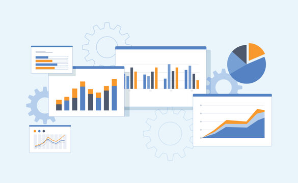 flat vector illustration design Business Data Analytics Dashboard and Data Visualization Concept and business finance investment report graph Analytics 