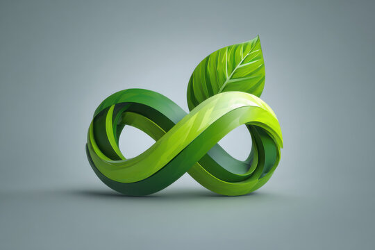 Infinity symbol with leaf showing circular economy and sustainability