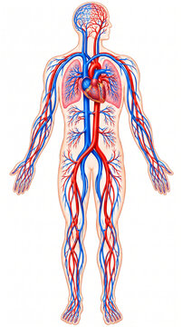 Anatomical model of the human cardiovascular system and blood circulation