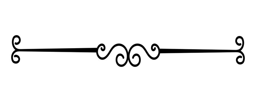 Elegant black decorative flourish divider with scroll swirl patterns for text headers