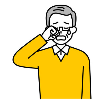 泣く年配の男性