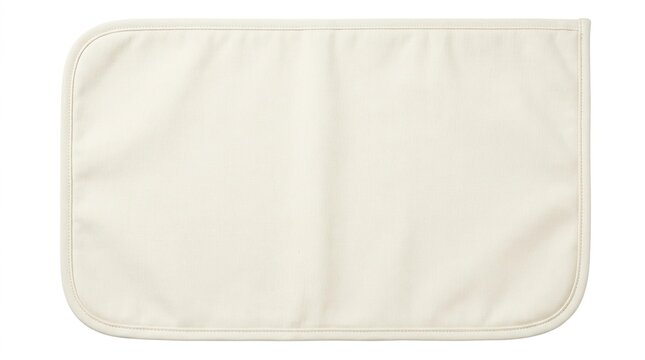 Off-white rectangular fabric burp cloth with rounded corners