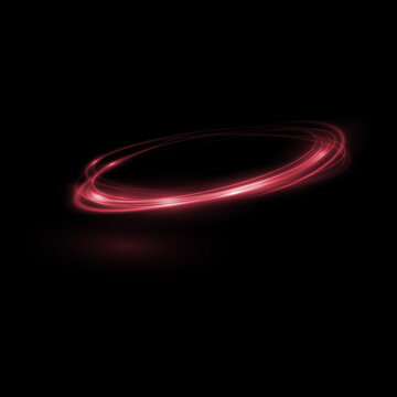 Dynamic red light streak forming an elliptical orbit on a black background