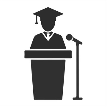 Maiden speech icon | Graduation speech | Speech icon with speech table, speaker