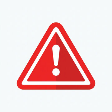 Bright red triangular warning sign with white exclamation point center symbol