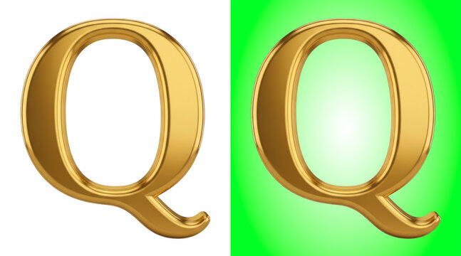Golden 3D letter Q graphic design