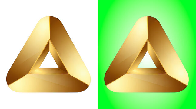 Golden 3D Penrose Triangle Optical Illusion Art