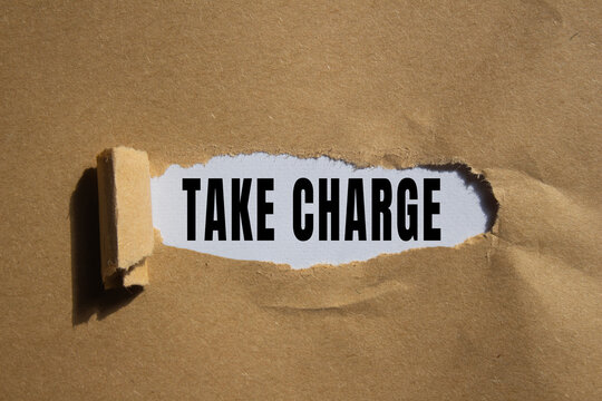TAKE CHARGE text concept photo