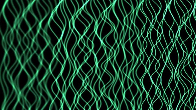 Seamless loop flowing lines mint green wave abstract background animation