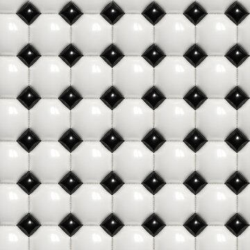 Black and white quilted leather background texture with diamond pattern