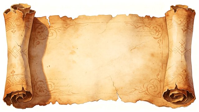 Vintage Parchment Scroll with Copy Space for Fantasy Designs