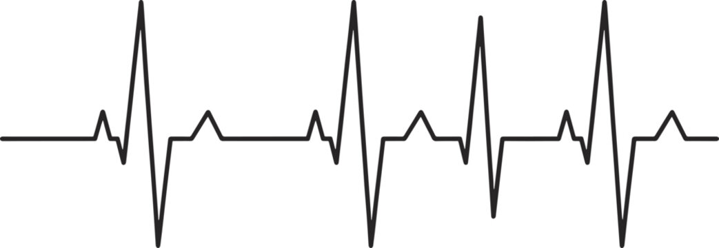 Continuous Heartbeat EKG Pulse Lines Vector Set for Medical Diagnostics