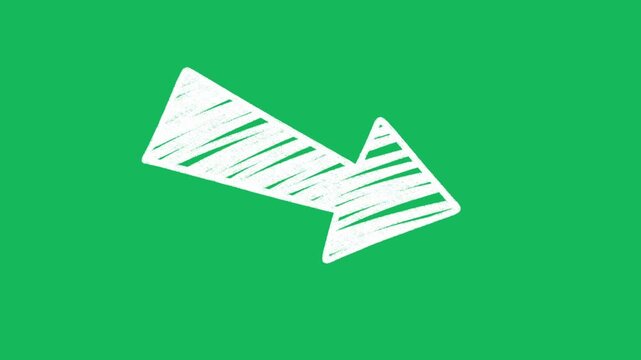 2D Hand Drawn White Scribble Right Arrow Animation Chroma Key Green Screen Overlay Motion Graphics
