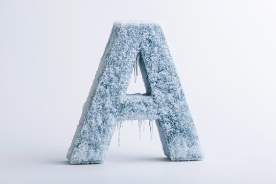 The Frosted A Letter: A Frozen Ice Sculpture in Minimal Winter Light