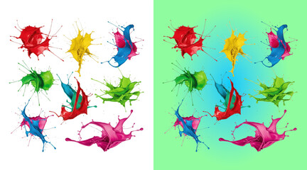 Obraz premium Colorful abstract paint splatter art digital