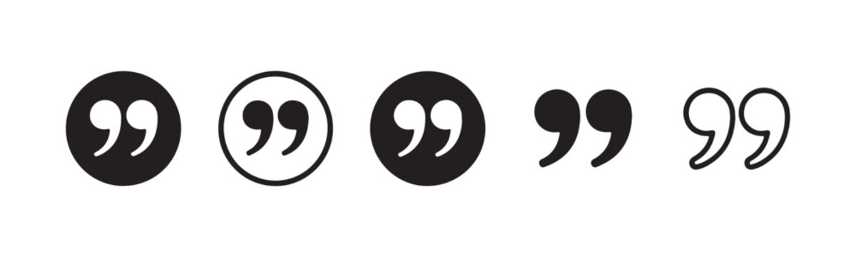 Elegant double quotation mark collection with circular frames and outline styles for clean editorial design.
