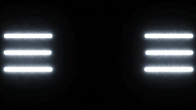 Abstract of glowing white horizontal lines on a black background light bars stripes parallel modern