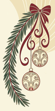 Christmas staircase with golden railing and festive decorations