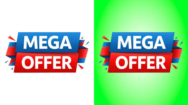 Mega Offer Discount Ribbon Banners Graphic Design