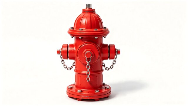 Red Fire Hydrant on White Background for Safety Advertising