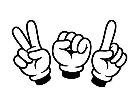 Cartoon Hands Showing Numbers One, Two, and Zero
