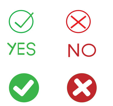 check mark, cross mark, yes, no, tick, cross, right, wrong, true, false, correct, incorrect, icon, vector, symbol, sign, button, green, red, circle, outline, solid, agreement, disapproval, choice, vot