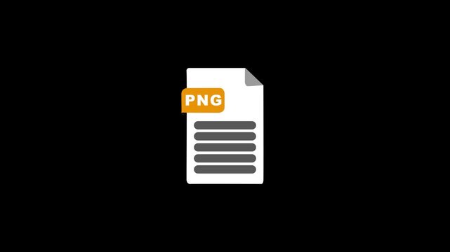 PNG file format document icon with orange tag label file extension, animation document, digital asset, and storage