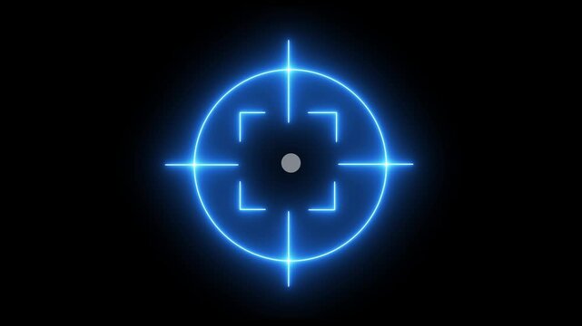 neon crosshair target icon for aim reticle, HUD display, precision scope, shooting focus, and gaming animation.
